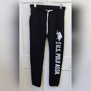 U.S. Polo Assn. Black Jogger Sweatpants with White Logo